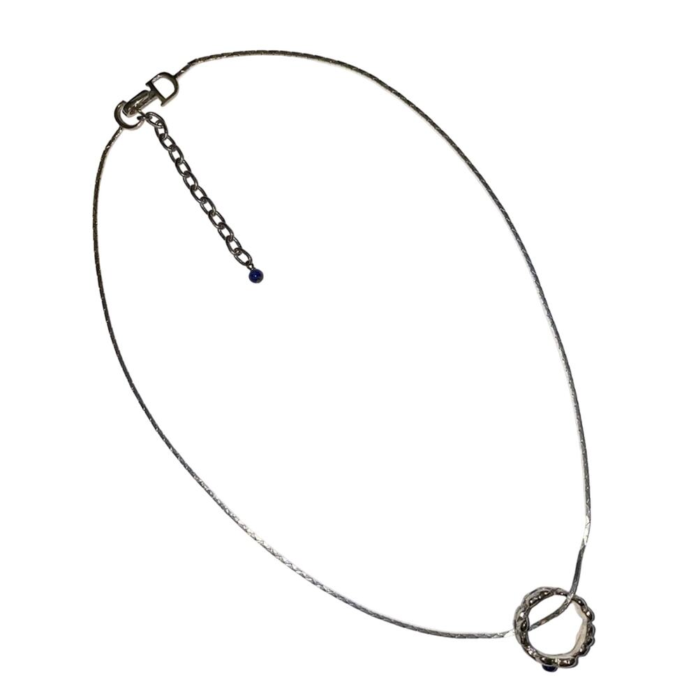 VTG Galliano Christian Dior Silver Metal Lapis Lazuli Flower Ring & Necklace Set - Picture 4 of 14